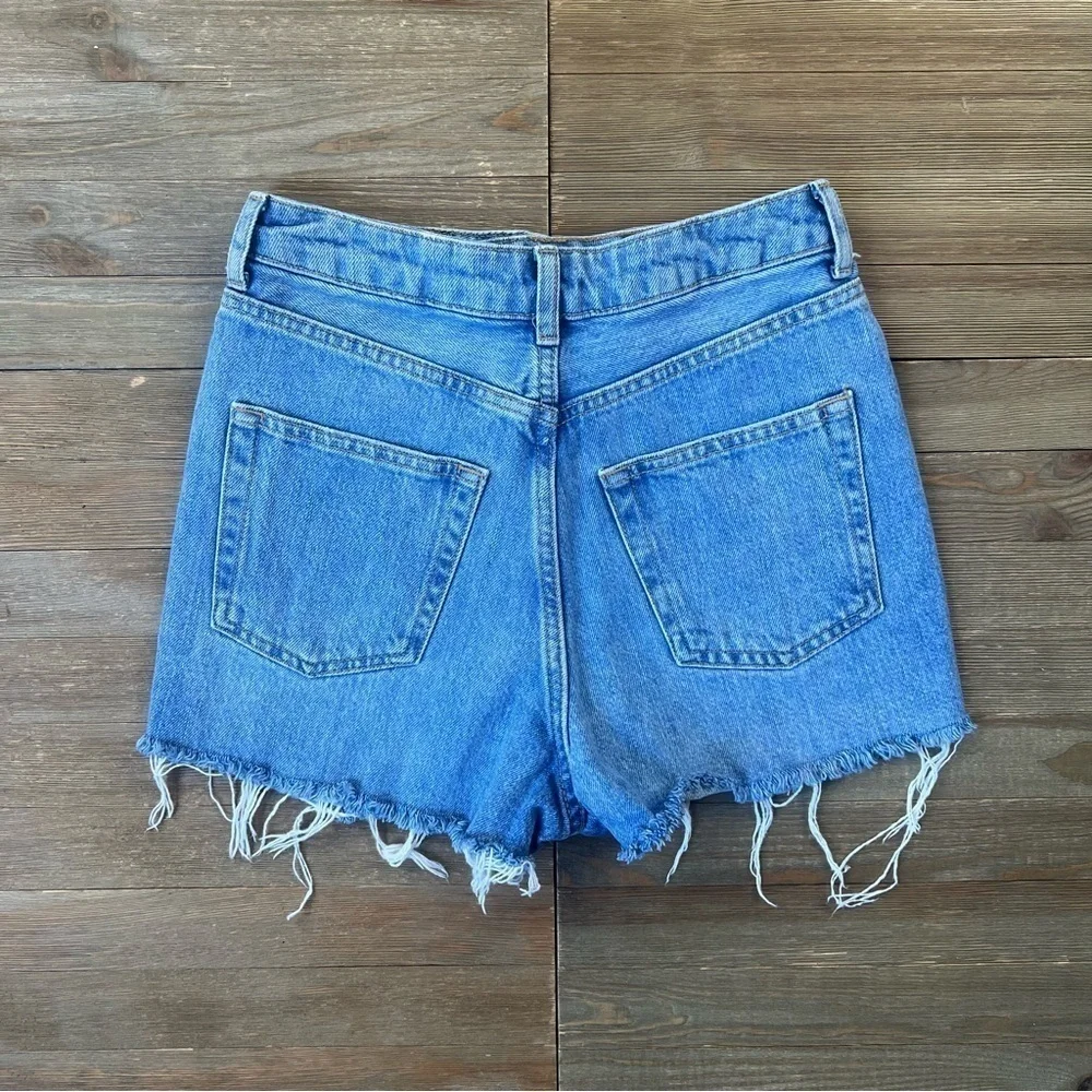 Topshop Ripped Denim Mom Shorts